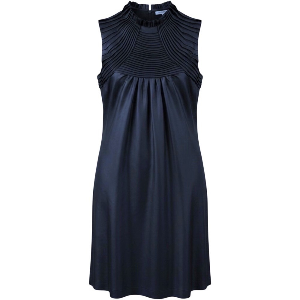 Y2K Twenty One Couture Dress Women XS Navy Blue NWOT Pleated Sunburst Satin Mini